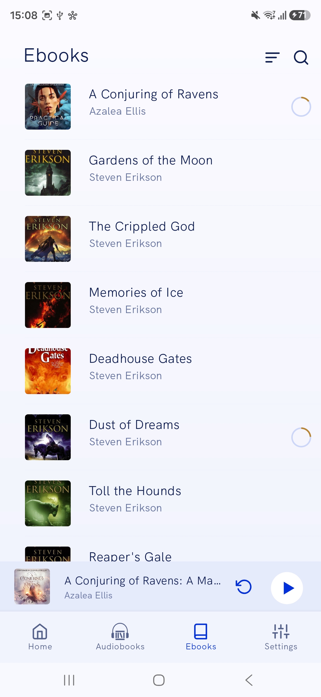 FrostBooks library screen